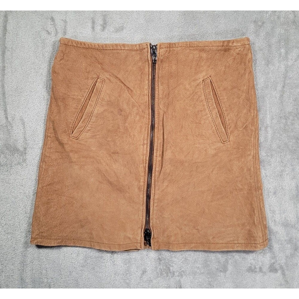 BLANK NYC Mini Skirt Womens 25 Leather Suede Zip Casual Ladies 26x15 Brown